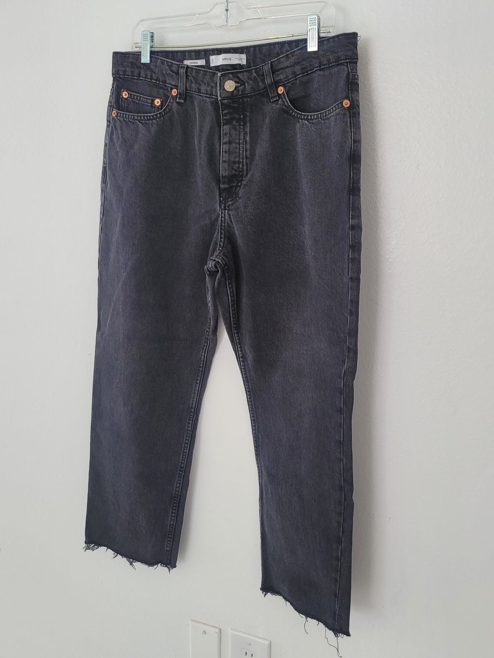 Mango Havana High-Rise Black Wash Straight Jeans Size 10 - Picture 5 of 14